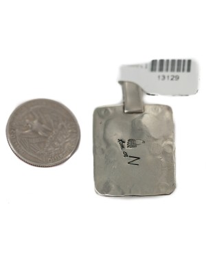 .925 Sterling Silver Bear Paw Handmade Certified Authentic Navajo Natural Turquoise Native American Nickel Pendant 13129