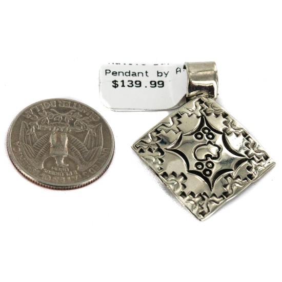 Handmade Certified Authentic Navajo Native American Nickel Pendant 13128-2