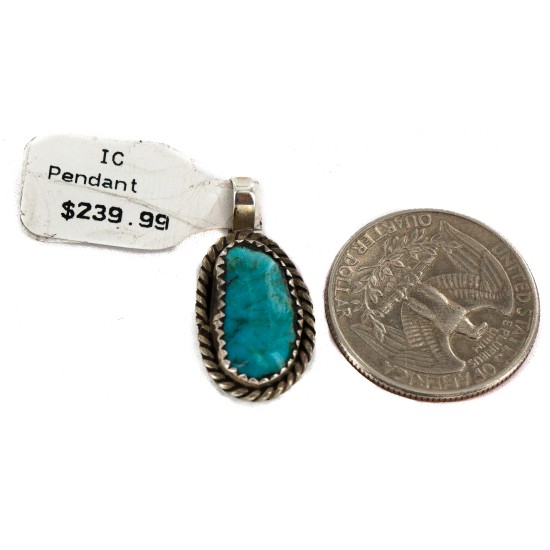.925 Sterling Silver Certified Authentic Navajo Natural Turquoise Native American Pendant 14907 .925 Sterling Silver Certified Authentic Navajo Natural Turquoise Native American Pendant 14907