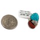 .925 Sterling Silver Certified Authentic Zuni Signed Coral Natural Turquoise Native American Pendant 24484