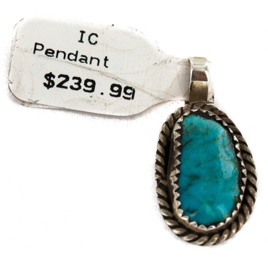 .925 Sterling Silver Certified Authentic Navajo Natural Turquoise Native American Pendant 14907 .925 Sterling Silver Certified Authentic Navajo Natural Turquoise Native American Pendant 14907