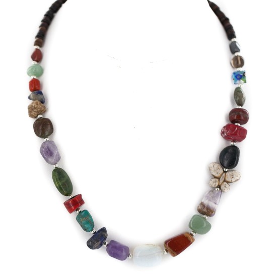 Butterfly Certified Authentic Navajo .925 Sterling Silver Natural Multicolor Stones Native American Necklace 15778-00