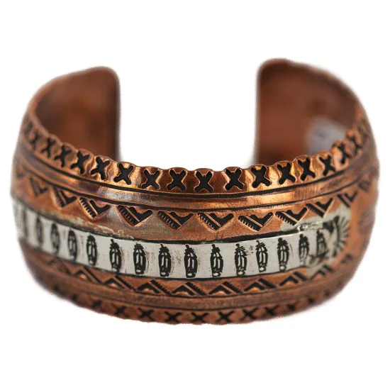 Feather Navajo .925 Sterling Silver Handmade Native American Pure Copper Bracelet 12865-2 Feather Navajo .925 Sterling Silver Handmade Native American Pure Copper Bracelet 12865-2