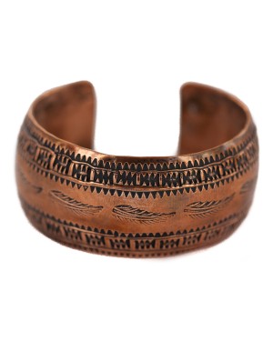 Certified Authentic Feather Navajo Handmade Native American Pure Copper Bracelet 12777-101