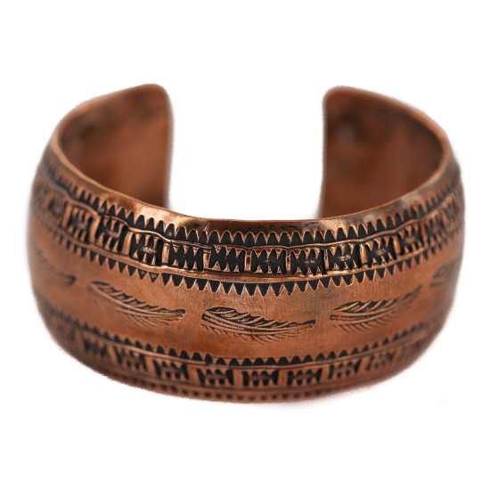 Certified Authentic Feather Navajo Handmade Native American Pure Copper Bracelet 12777-101