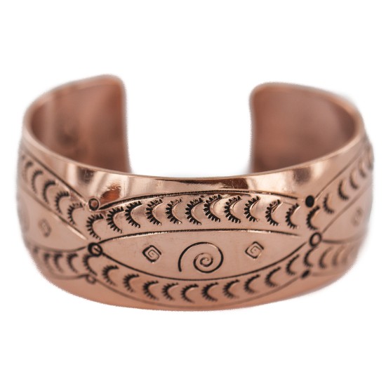 Certified Authentic Navajo Swirl Handmade Native American Pure Copper Bracelet 13125-2