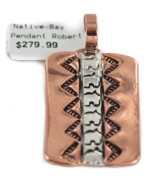 Handmade Certified Authentic Navajo Pure .925 Sterling Silver Native American Copper Pendant 13127-2 Handmade Certified Authentic Navajo Pure .925 Sterling Silver Native American Copper Pendant 13127-2