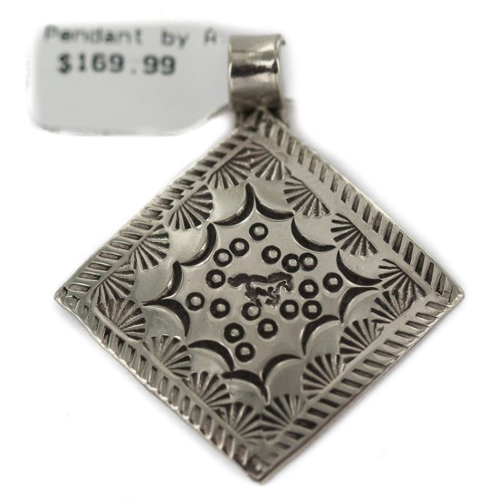 Horse Handmade Certified Authentic Navajo Native American Nickel Pendant 13128-4