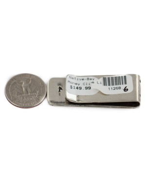 Navajo Bear Paw Certified Authentic Nickel Handmade Native American Money Clip 11268-6