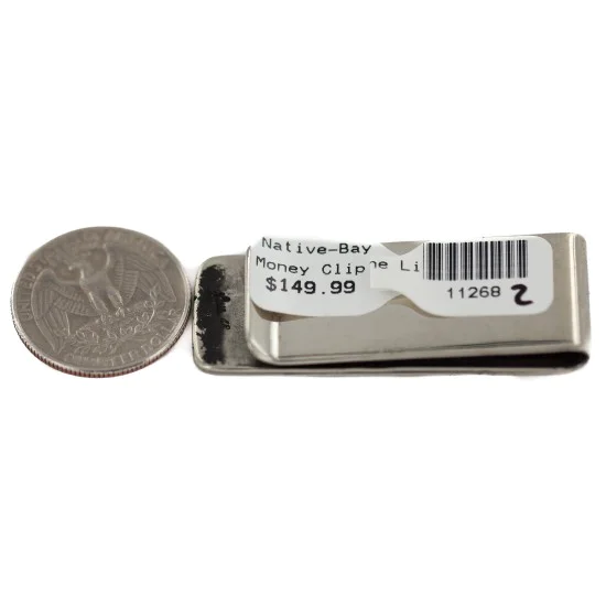 Navajo Swirl Nickel Handmade Native American Money Clip 11268-2 Navajo Swirl Nickel Handmade Native American Money Clip 11268-2