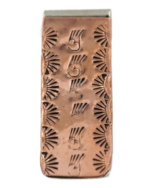 Bear Paw Sun Navajo Certified Authentic Handmade Pure Copper Native American Nickel Money Clip 11267-7