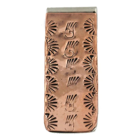 Bear Paw Sun Navajo Handmade Pure Copper Native American Nickel Money Clip 11267-7 Bear Paw Sun Navajo Handmade Pure Copper Native American Nickel Money Clip 11267-7