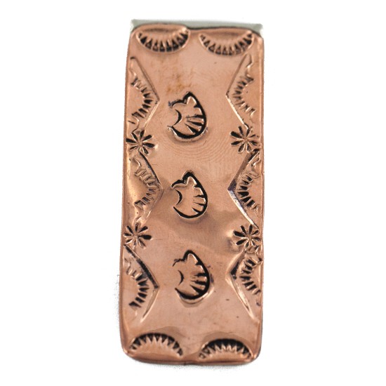 Navajo Certified Authentic Handmade Bear Sun Pure Copper Native American Nickel Money Clip 11267-9