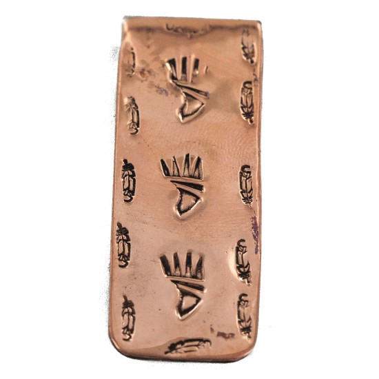 Navajo Certified Authentic Handmade Feather Bear Paw Pure Copper Native American Nickel Money Clip 11267-4