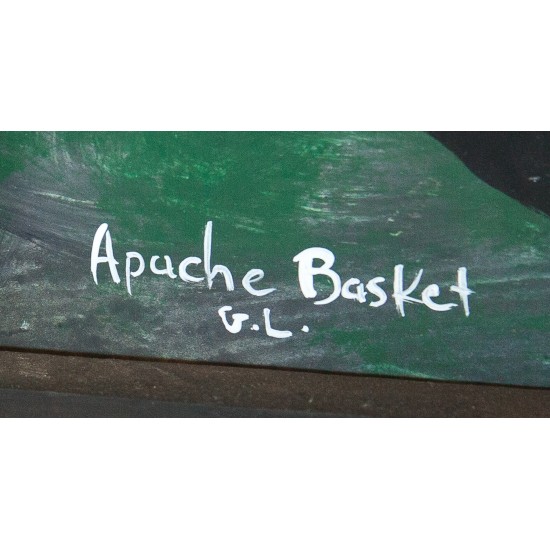 $300 Apache Certified Authentic Painted by Acrylic Apache Basket Native American Painting  10794-1