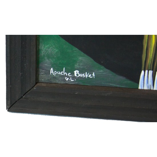 $300 Apache Certified Authentic Painted by Acrylic Apache Basket Native American Painting  10794-1