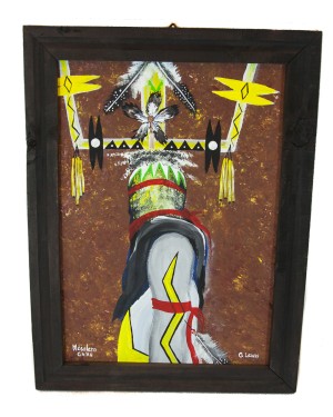 $300 Apache Certified Authentic Painted by Acrylic Apache Mesalero GA'AN Native American Painting  10794-2