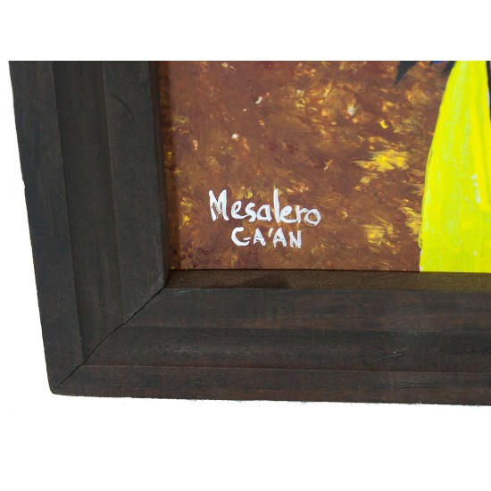 $300 Apache Certified Authentic Painted by Acrylic Apache Mesalero GA'AN Native American Painting  10794-2
