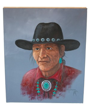 $450 Navajo Indian Painted by Certified Authentic Acrylic Native American Painting  10800