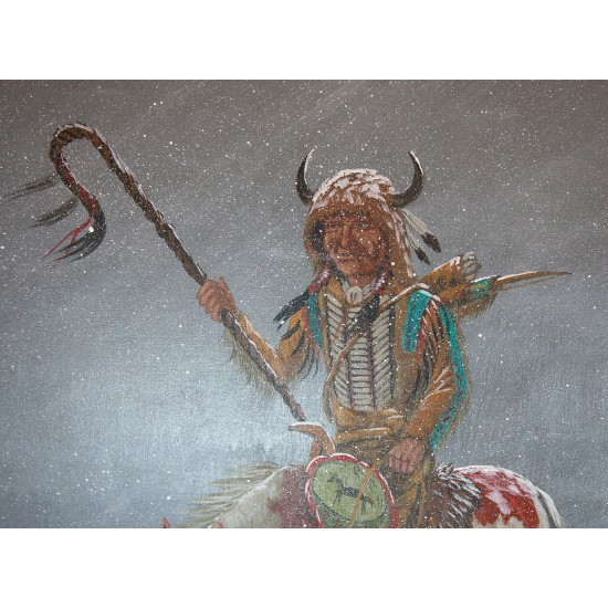 $490 Navajo Indian Winter Painted by Certified Authentic Acrylic Native American Painting  10783