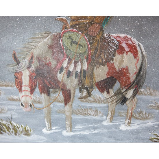$490 Navajo Indian Winter Painted by Certified Authentic Acrylic Native American Painting  10783