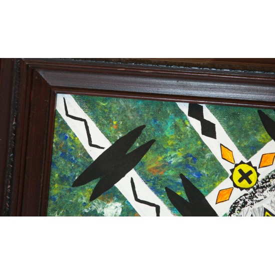 $600 Apache Painted by Certified Authentic Acrylic Mish-Ka-Le' Native American Painting  10793