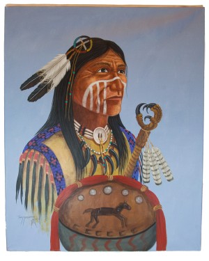 $680 Navajo Indian Chief Painted by Certified Authentic Acrylic Native American Painting  10798