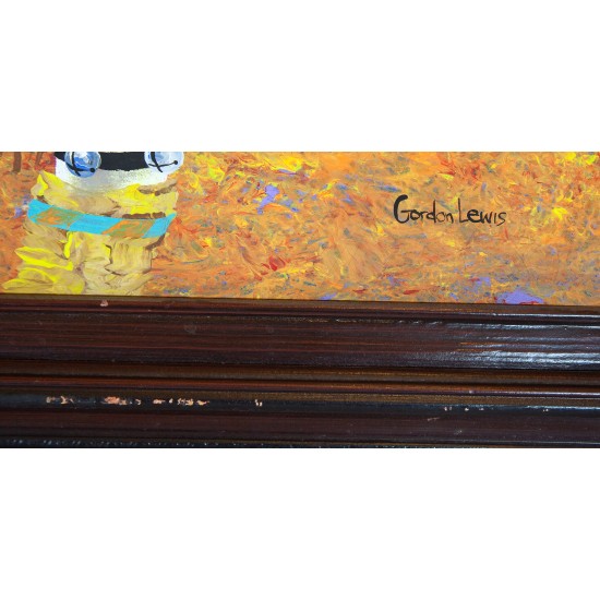 $800 Apache Painted by Certified Authentic Acrylic Flames of Gopher Springs Native American Painting  10784-101