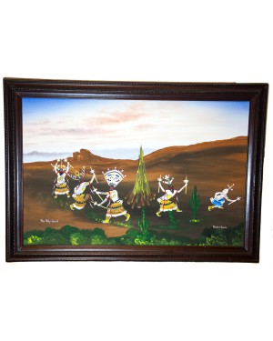 $880 Apache The Holy Gound Painted by Certified Authentic Acrylic Native American Painting  10791