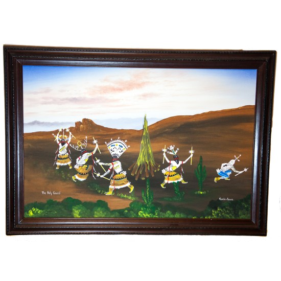 $880 Apache The Holy Gound Painted by Certified Authentic Acrylic Native American Painting  10791
