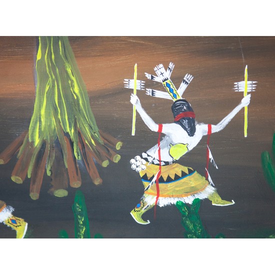 $880 Apache The Holy Gound Painted by Certified Authentic Acrylic Native American Painting  10791