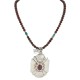 Certified Authentic .925 Sterling Silver and Nickel Handmade Navajo Natural Turquoise Charoite Agate Native American Necklace 13130-3-18207