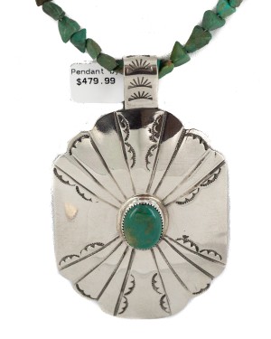 Certified Authentic .925 Sterling Silver and Nickel Handmade Navajo Natural Turquoise Native American Necklace 13130-4-10054-4