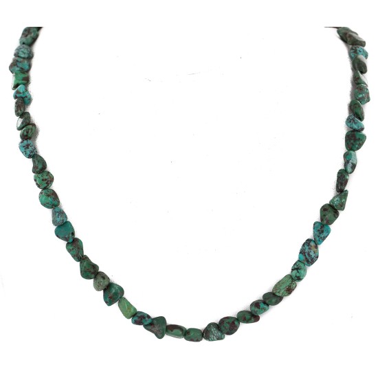 Certified Authentic .925 Sterling Silver Handmade Navajo Natural Turquoise Native American Necklace 10054-2