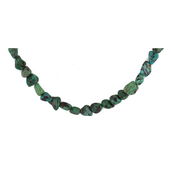 Certified Authentic .925 Sterling Silver Handmade Navajo Natural Turquoise Native American Necklace 10054-2