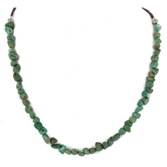 Certified Authentic .925 Sterling Silver Navajo Handmade Natural Turquoise Native American Necklace 10054-5