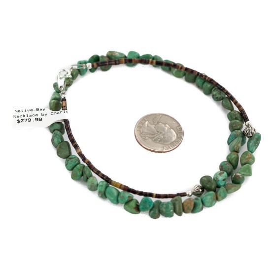 Certified Authentic .925 Sterling Silver Navajo Handmade Natural Turquoise Native American Necklace 10054-5