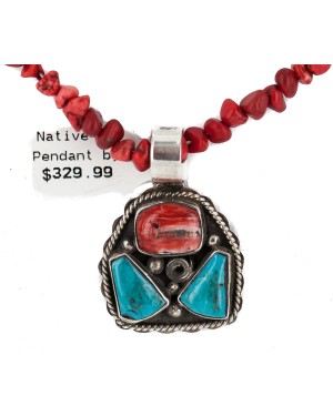 Certified Authentic Navajo .925 Sterling Silver Coral Natural Spiny Oyster Turquoise Heishi Native American Necklace 27230-18205-10