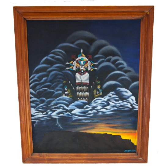 Hopi Dancing Prayer Edge Water Clan Painted by Certified Authentic Acrylic Native American Painting  10804