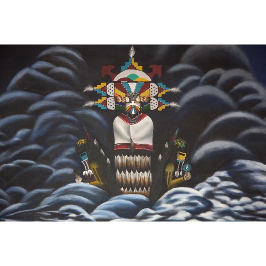 Hopi Dancing Prayer Edge Water Clan Painted by Certified Authentic Acrylic Native American Painting  10804