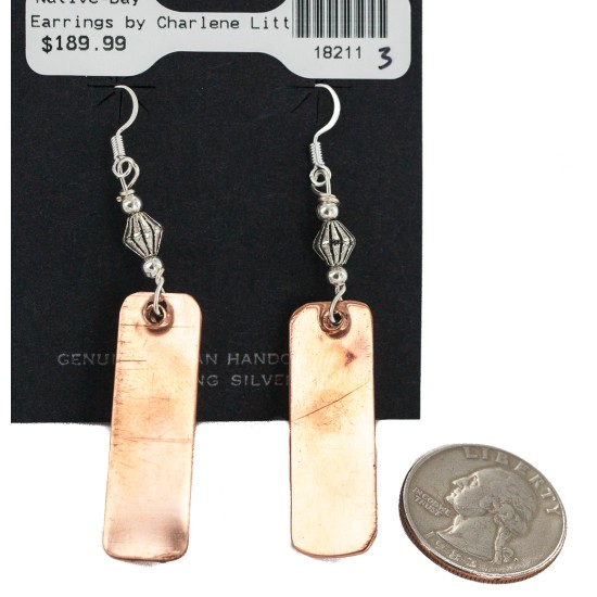 Certified Authentic Handmade Navajo Native American Pure Copper Dangle Earrings 18211-3