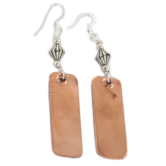 Certified Authentic Handmade Navajo Native American Pure Copper Dangle Earrings 18211-3