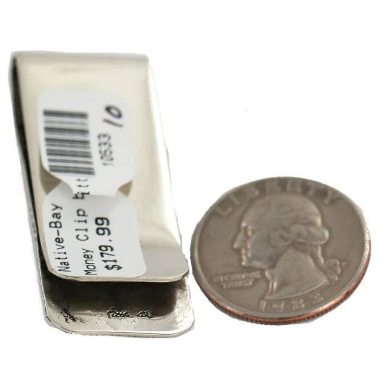 Handmade Navajo .925 Sterling Silver Natural Turquoise Native American Nickel Money Clip 10533-10 Handmade Navajo .925 Sterling Silver Natural Turquoise Native American Nickel Money Clip 10533-10