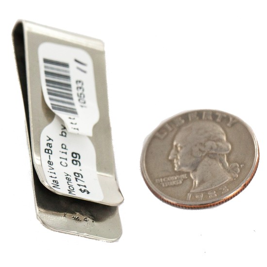Handmade Certified Authentic Navajo .925 Sterling Silver Natural Turquoise Native American Nickel Money Clip 10533-11 Handmade Certified Authentic Navajo .925 Sterling Silver Natural Turquoise Native American Nickel Money Clip 10533-11