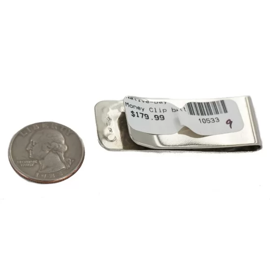 Handmade Navajo .925 Sterling Silver Natural Turquoise Native American Nickel Money Clip 10533-9 Handmade Navajo .925 Sterling Silver Natural Turquoise Native American Nickel Money Clip 10533-9