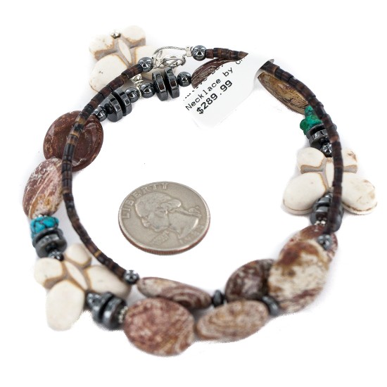 Certified Authentic Butterfly Navajo .925 Sterling Silver Natural Turquoise Jasper Hematite Wood Native American Necklace 750199-9