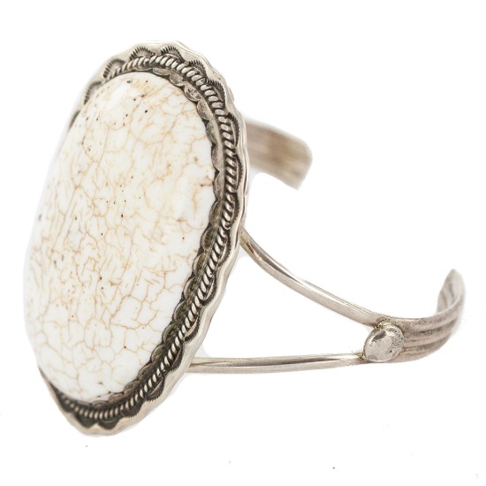 Handmade Certified Authentic Navajo .925 Sterling Silver White Buffalo Native American Bracelet  12661-101