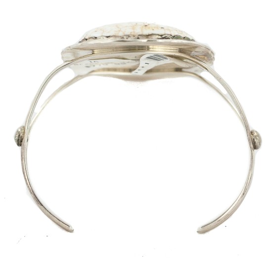 Handmade Certified Authentic Navajo .925 Sterling Silver White Buffalo Native American Bracelet  12661-101