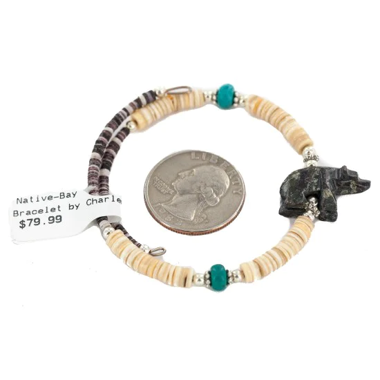 Navajo Natural Turquoise Heishi Jasper Native American Adjustable Wrap Bracelet 13135-2 Navajo Natural Turquoise Heishi Jasper Native American Adjustable Wrap Bracelet 13135-2
