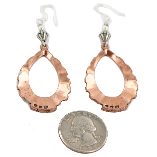Certified Authentic Handmade Navajo Native American Pure Copper Dangle Earrings 18213-1
